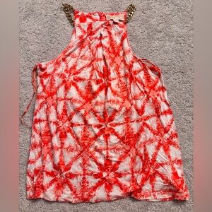 Michael Kors Vibrant Red and White Blouse